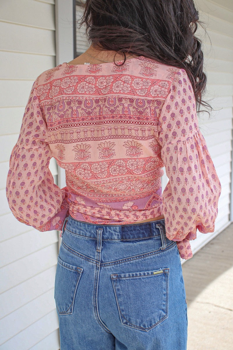 Elina Wrap Top Pink